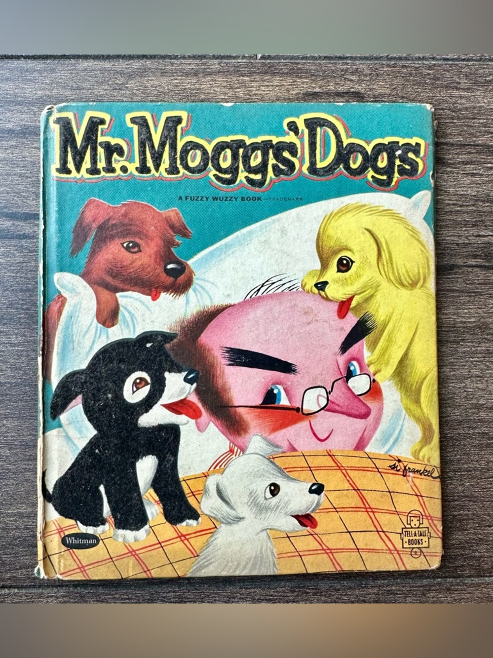 Vintage 1954 Mr. Moggs Dogs Whitman Tell-A-Tale Book - Fuzzy Wuzzy Flocked Cover
